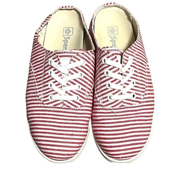 Spenco Mules Woman’s Size 5.5 Santa Rosa Red White Striped Slip on Casual Shoe - Picture 6 of 10